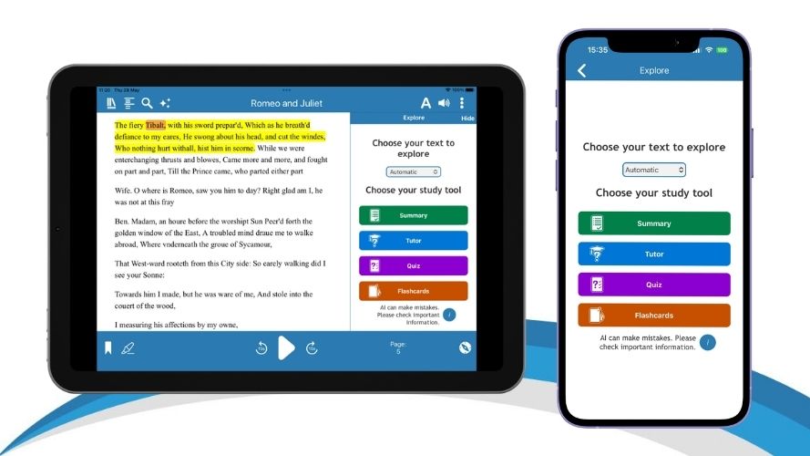 EasyReader Explore displayed on ipad and iphone screens